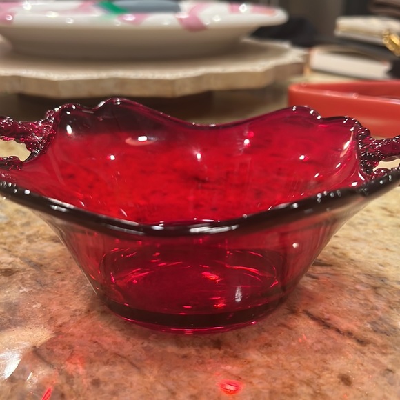 Vintage antique red depression glass candy bowl - Picture 4 of 5